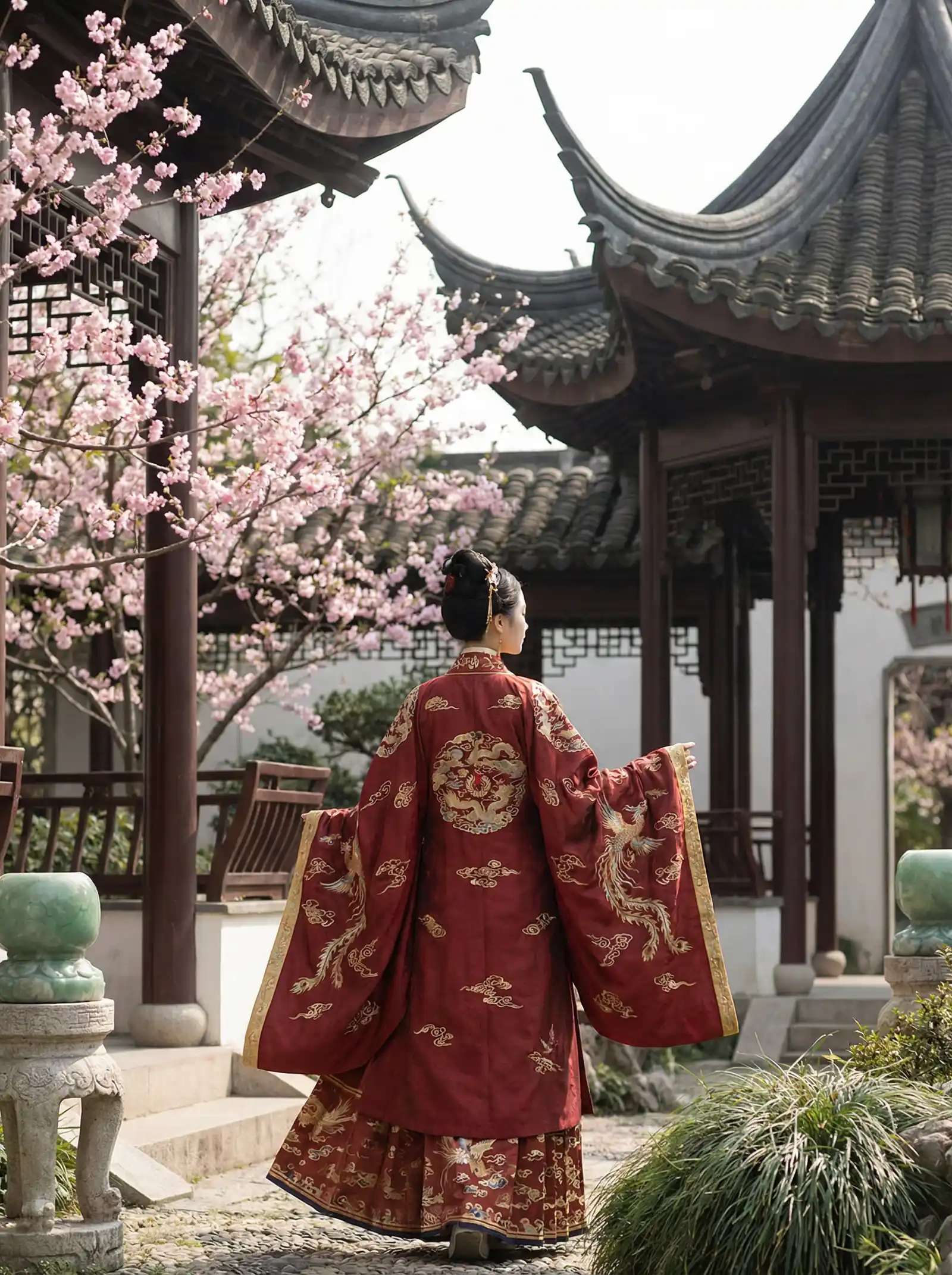 妈妈的朋友6完整电影中字完整版 明制汉服红色凤凰刺绣